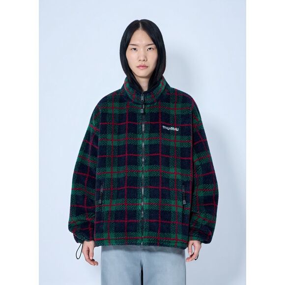 MIU MIU Jackets & Blazers - Miu Miu Women Checked Teddy Zipper Jacket
